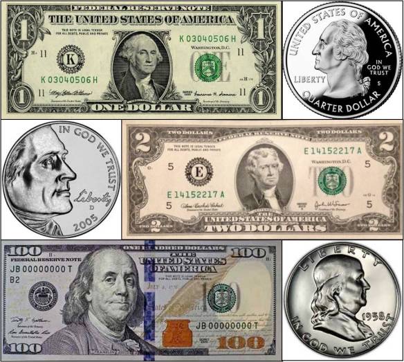 Currency & Coinage Washington Jefferson & Franklin