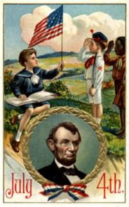 July 4th Postcard Abraham Lincoln